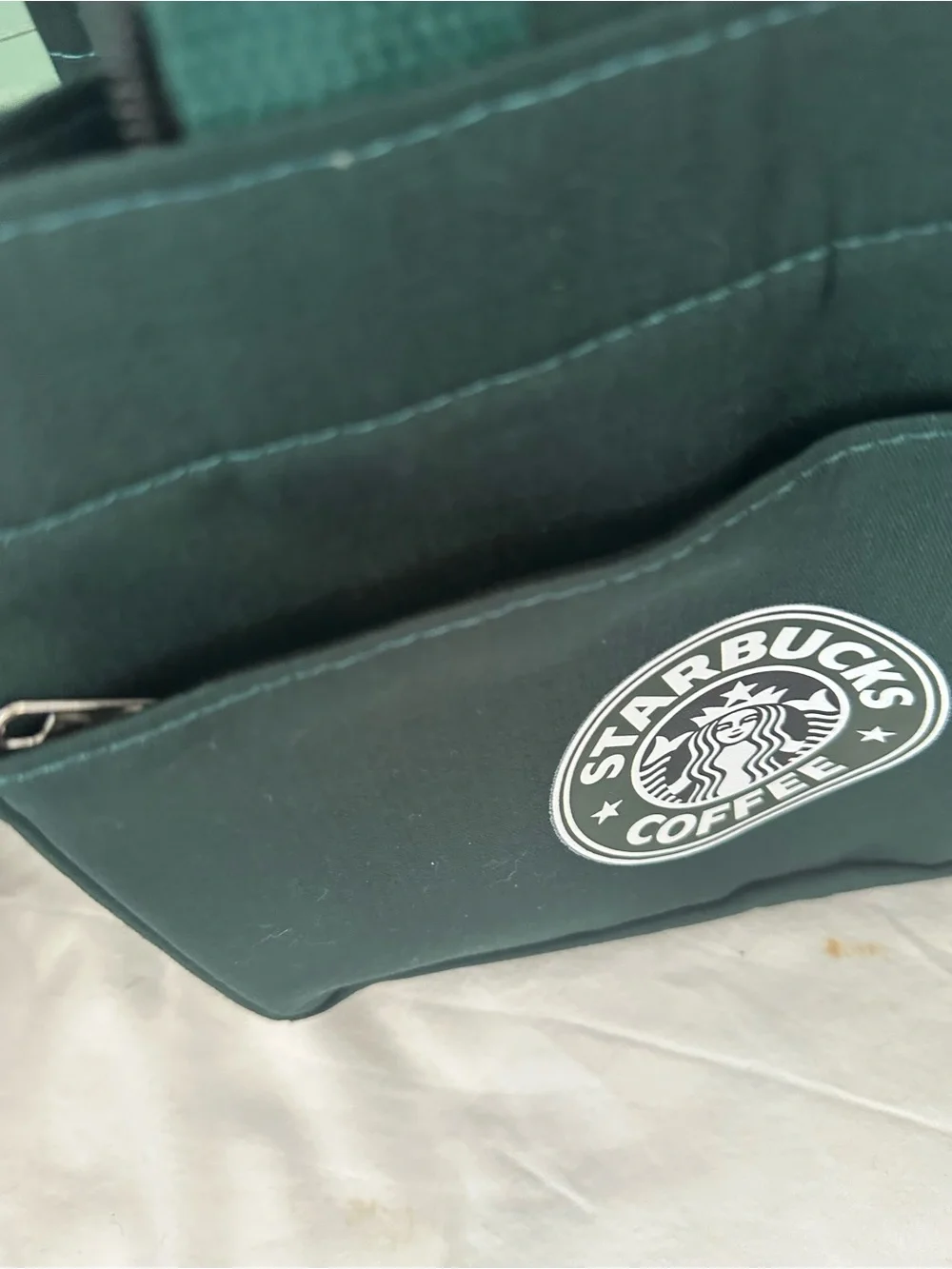 Starbucks Dark Green Canvas Toiletry Bag with Front Logo